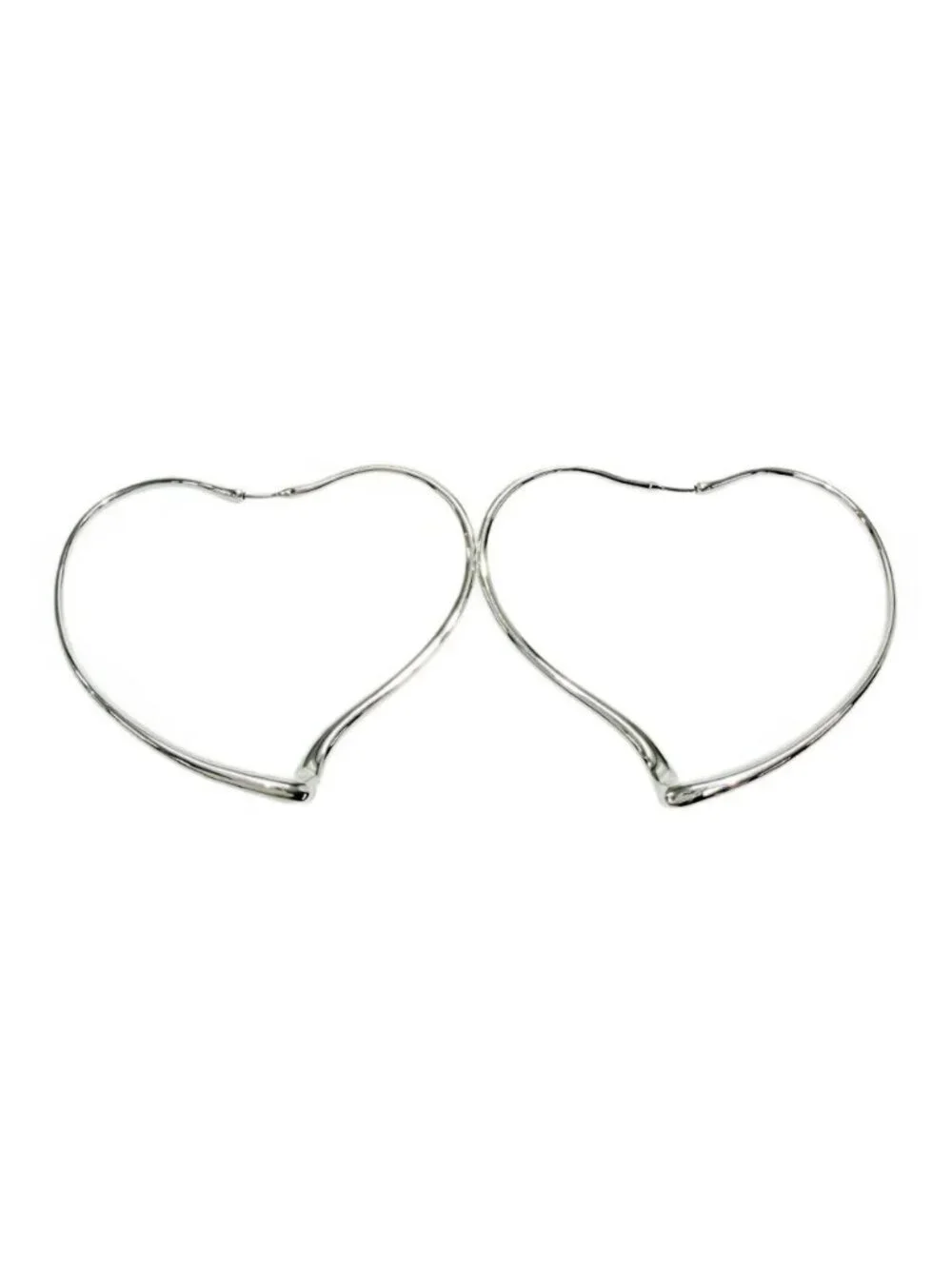 Tiffany & Co Silver Open Heart Hoop Earrings Large